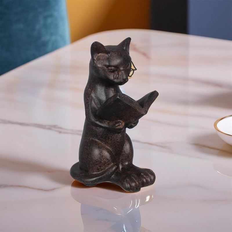 Young's Inc . Cat Figurine - Cute Cat Statue - Whimsical Cat Decor for Cat Lovers - Cat Collectibles and Meditation Decor - Cat with Eye Glasses - 4'' L X 3'' W X 5'' H - Image 5